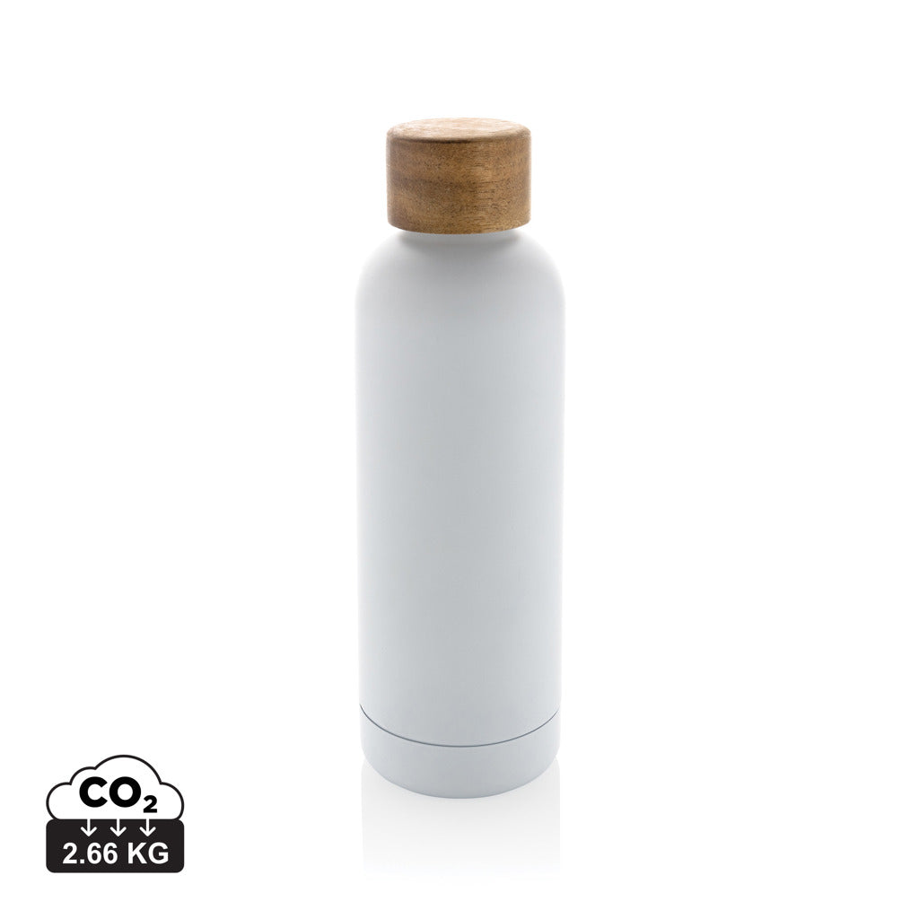 Wood Vakuumflasche aus RCS recyceltem Stainless-Steel – weiß