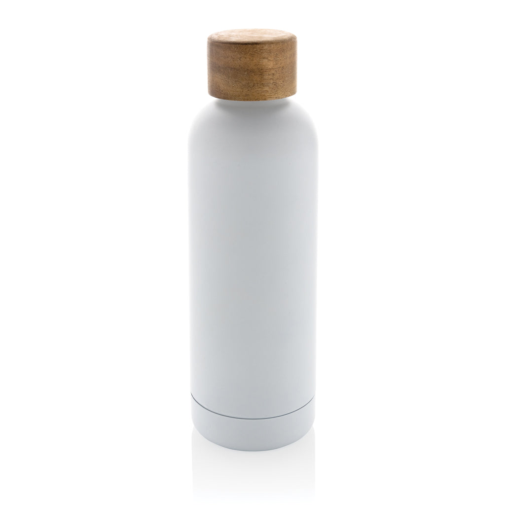 Wood Vakuumflasche aus RCS recyceltem Stainless-Steel – weiß
