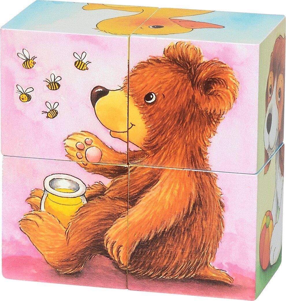 Würfelpuzzle Tierkinder mit Bär und Hund von goki