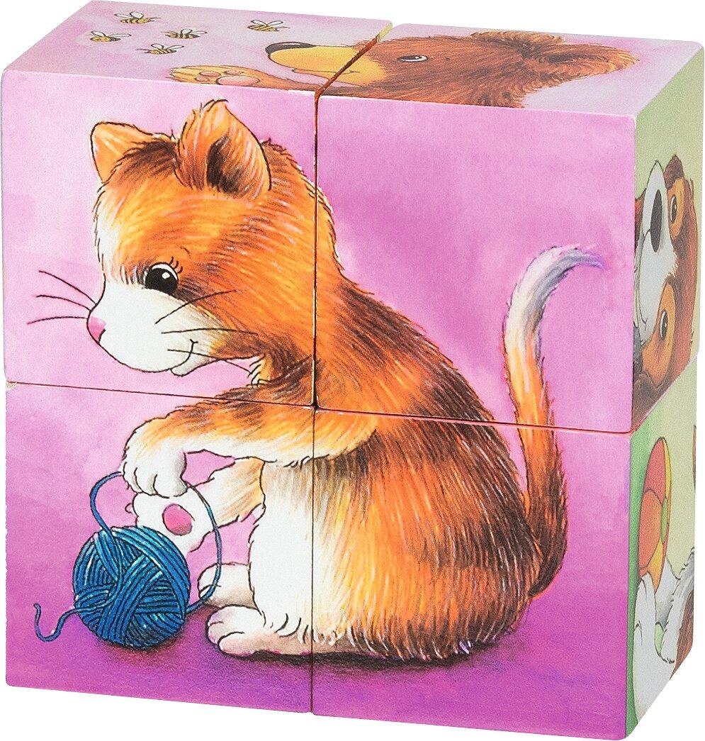 Würfelpuzzle Tierkinder mit Bär und Hund von goki – weitere Ansicht