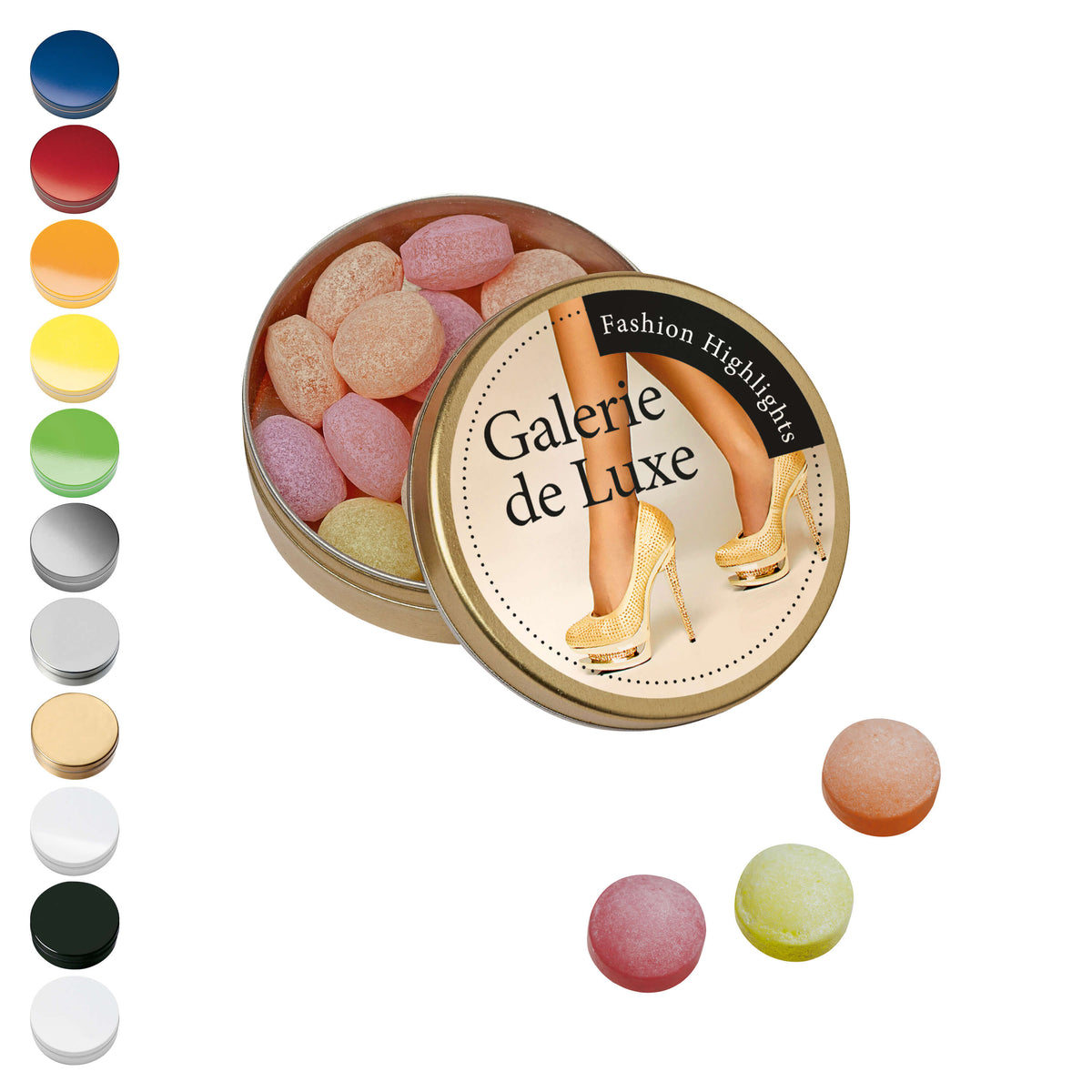 XS Taschendose aus Weißblech mit Fruchtbonbons, tic tac oder Pulmoll