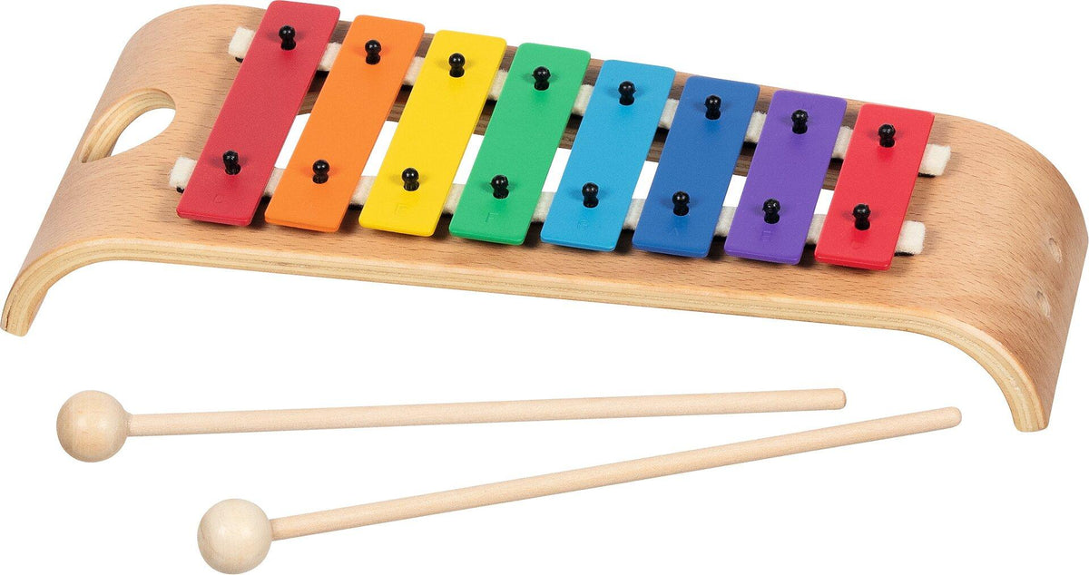 Xylophon 28 cm mit acht Metallplatten und zwei Klöppeln – weitere Ansicht