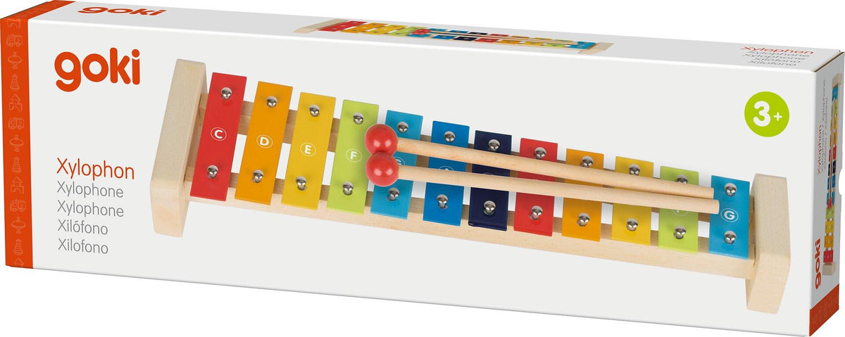 Xylophon mit Notenheft und zwölf Klangplatten von goki – weitere Ansicht