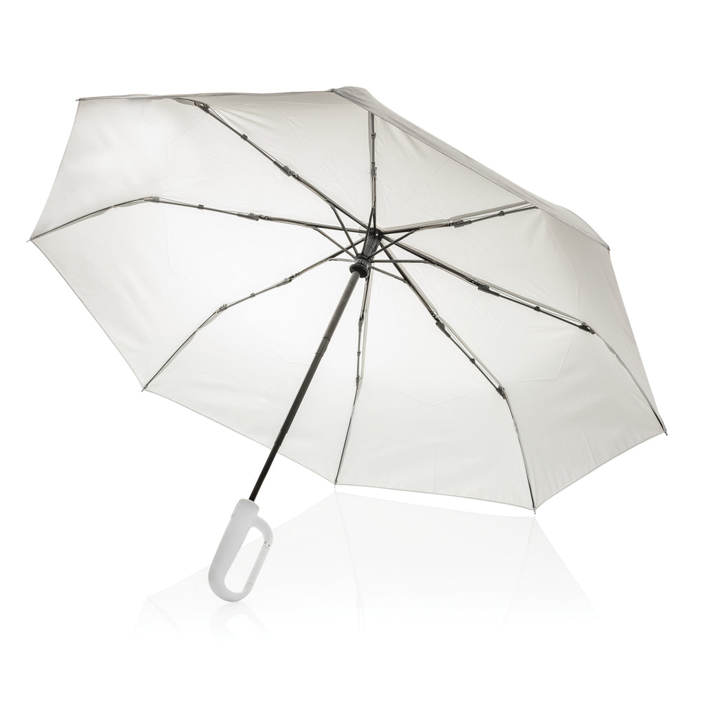 Yara 21“ AWARE™ rPET Regenschirm mit Karabiner – beige