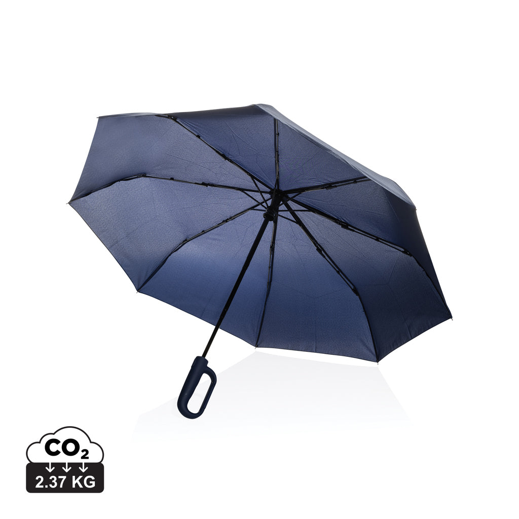 Yara 21“ AWARE™ rPET Regenschirm mit Karabiner – navy blau