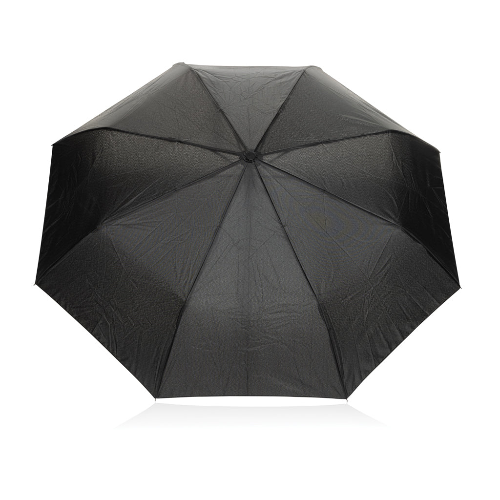Yara 21“ AWARE™ rPET Regenschirm mit Karabiner – schwarz