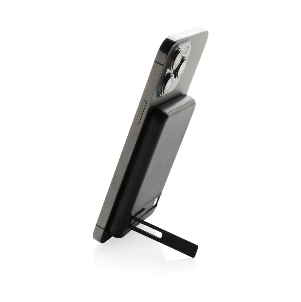 Zen 5000mAh 5W magnetische Bambus-Powerbank aus RCS rPlastik – schwarz