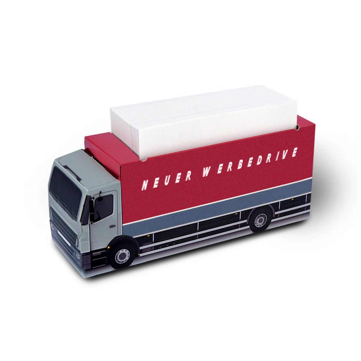 Zettelbox in LKW Form 45 x 150 x 60 mm mit Logo