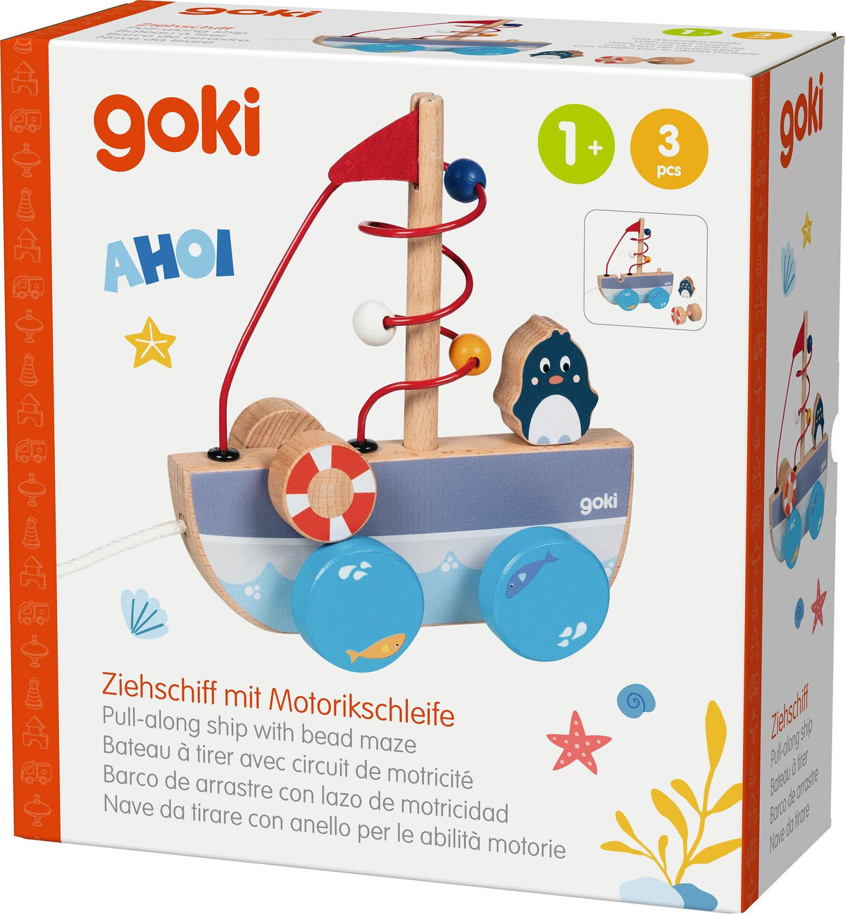 Ziehschiff Ahoi mit Motorikschleife und Pinguin – dritte Ansicht