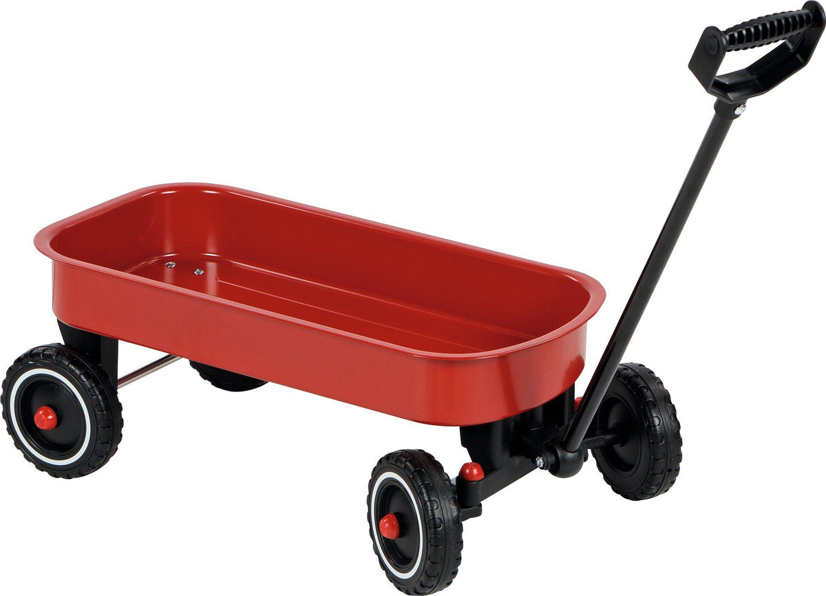 Ziehwagen Bollerwagen in Rot aus Metall und Kunststoff – Ansicht