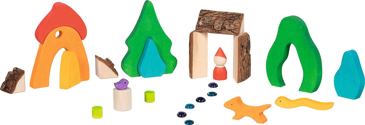 Zwergenlichtung aus Holz und Glas mit 25 Teilen