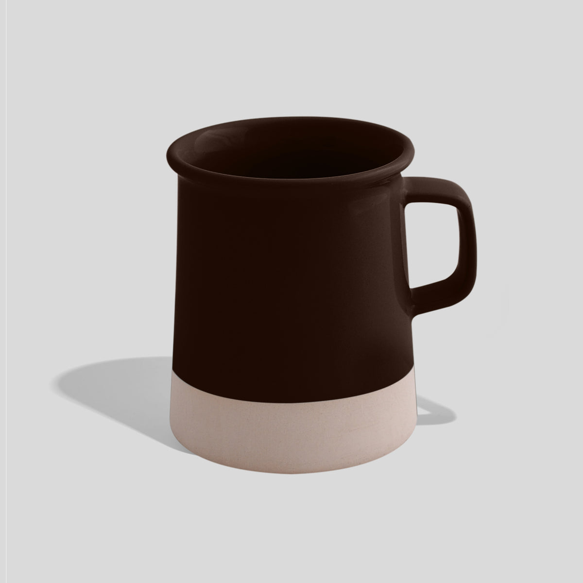 Zylindrische Keramiktasse 380 ml mit unglasiertem Sockel – Dunkelbraun