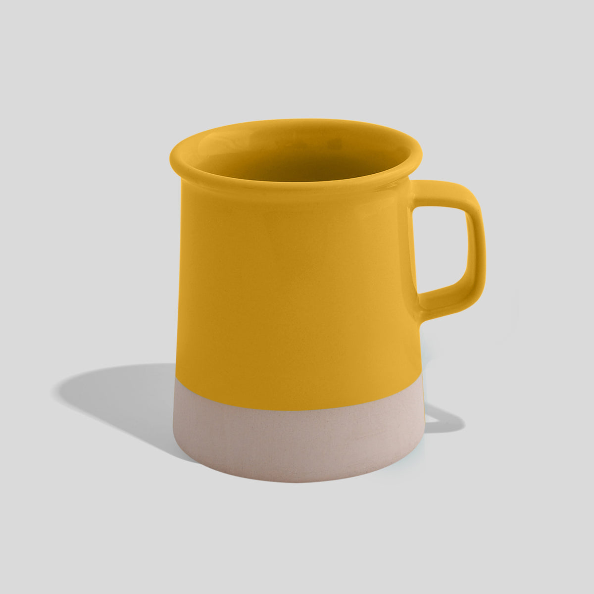 Zylindrische Keramiktasse 380 ml mit unglasiertem Sockel – Gelb