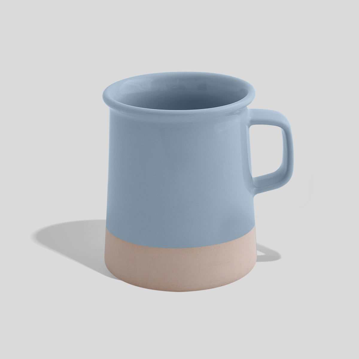 Zylindrische Keramiktasse 380 ml mit unglasiertem Sockel – Hellblau