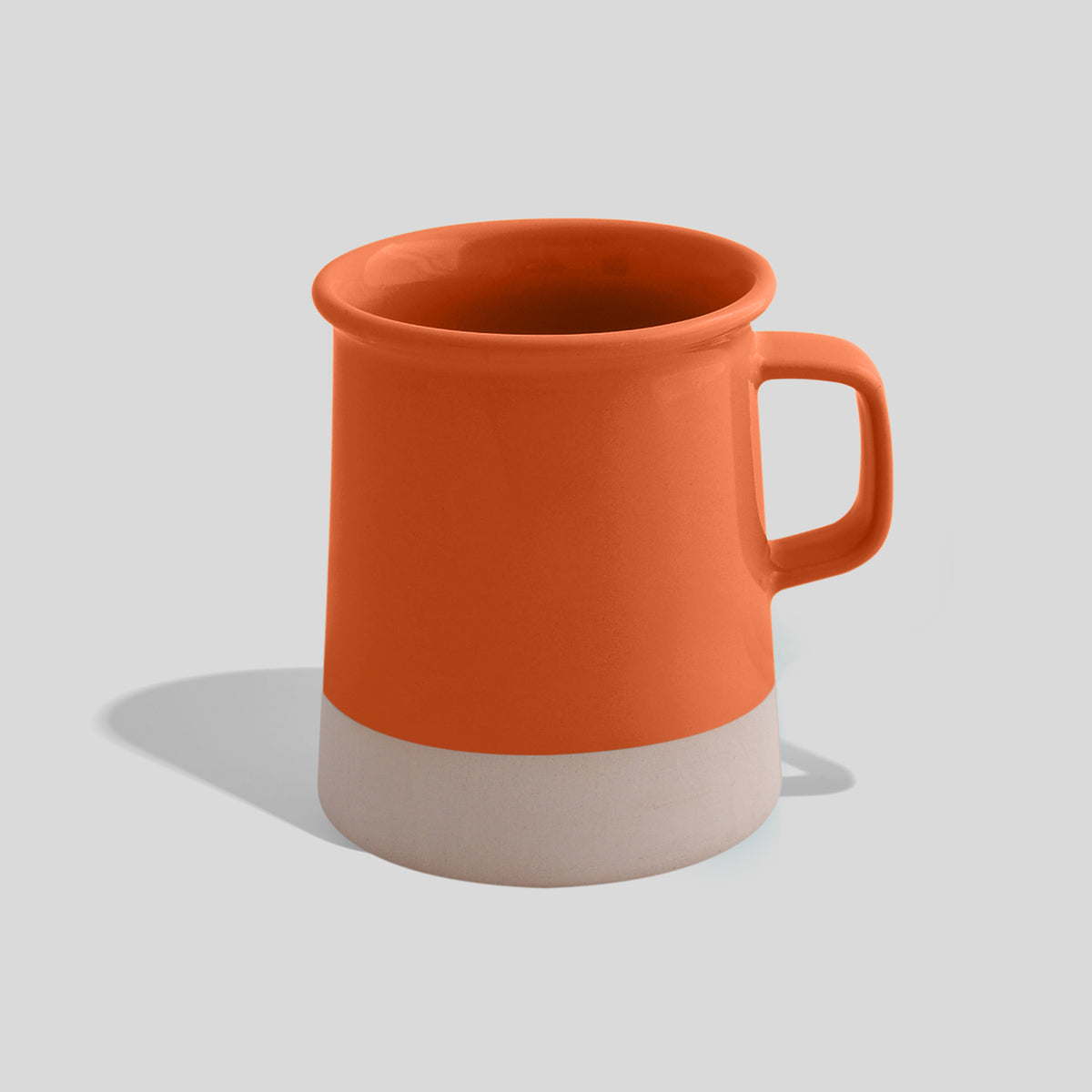 Zylindrische Keramiktasse 380 ml mit unglasiertem Sockel – Orange