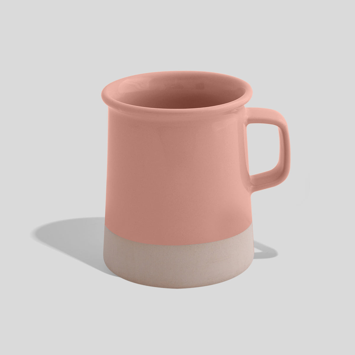 Zylindrische Keramiktasse 380 ml mit unglasiertem Sockel – Rosa