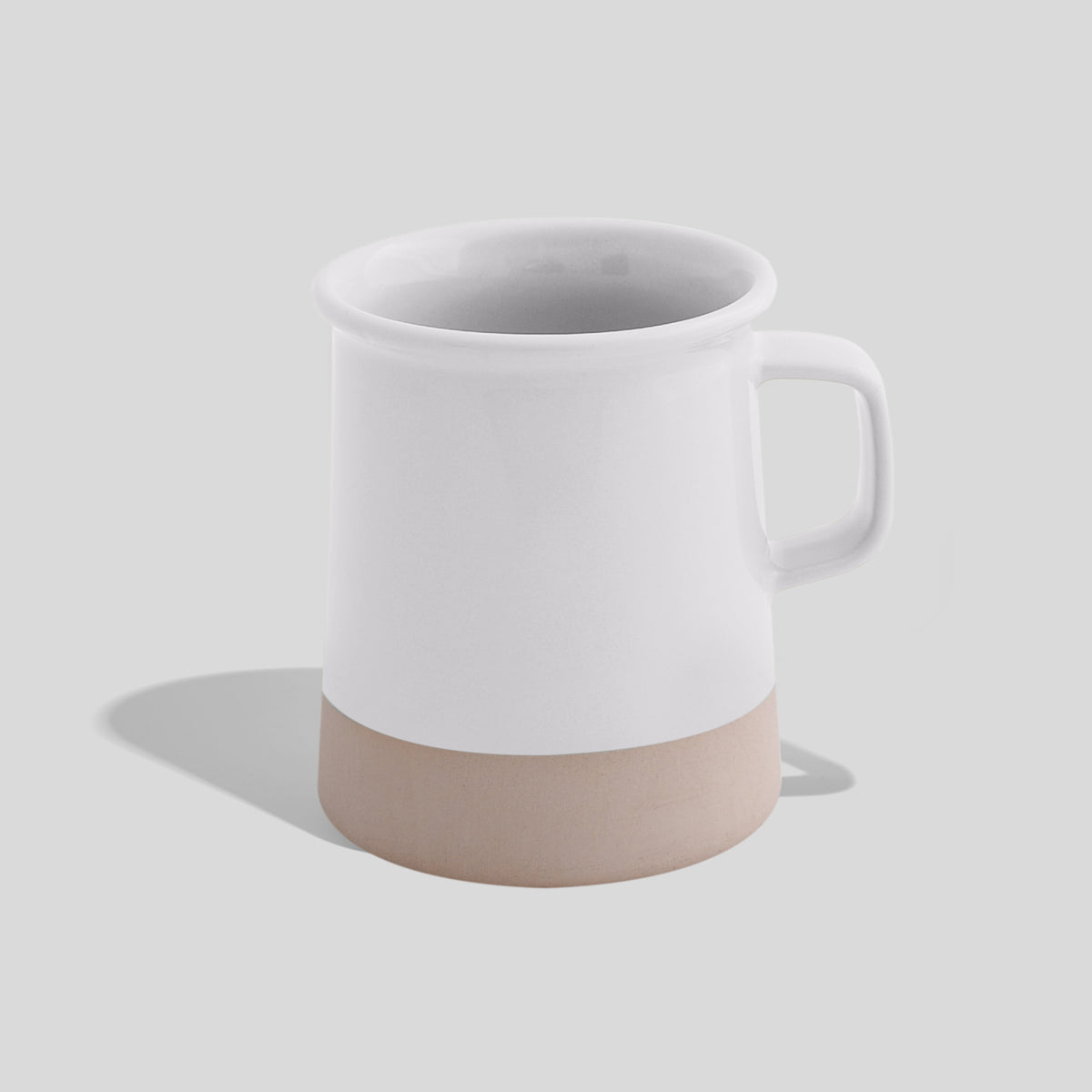 Zylindrische Keramiktasse 380 ml mit unglasiertem Sockel – Weiß
